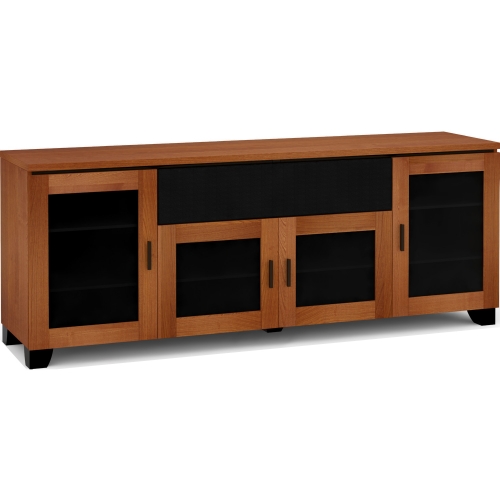 Elba 345 85" TV Stand AV Cabinet in American Cherry with Smoked Glass